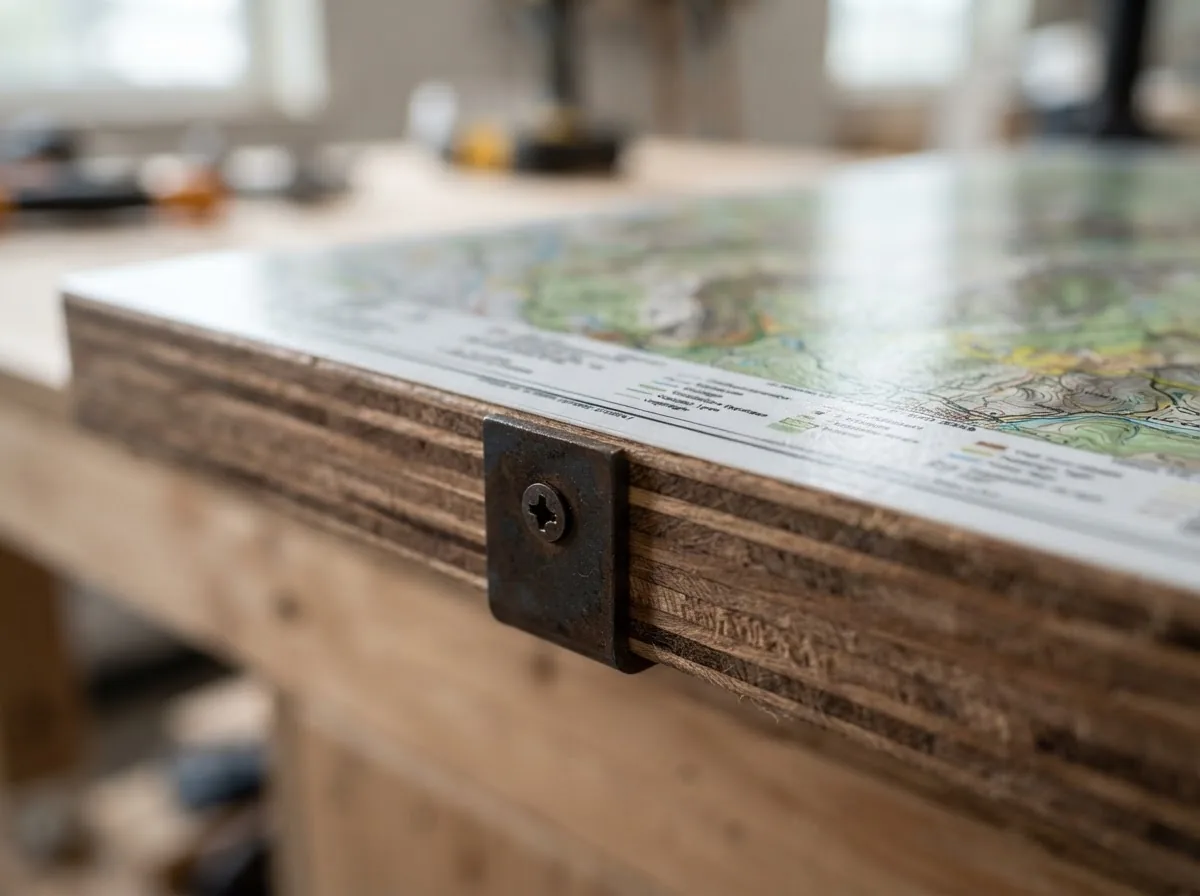 Close-up of the materials and construction of the Custom Aerial GIS Topographical & Habitat Map