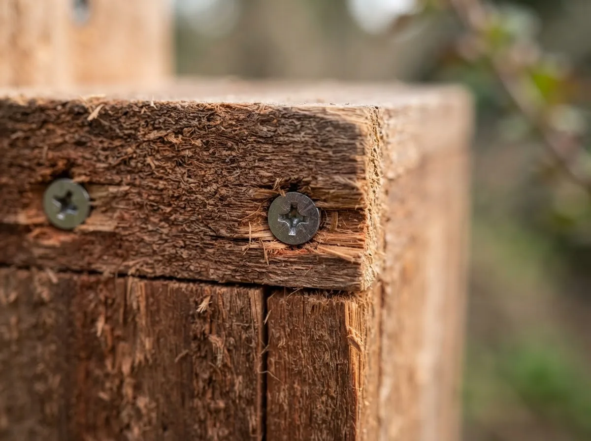 Close-up of the materials and construction of the Plateau Classic Bluebird / Chickadee Nest Box