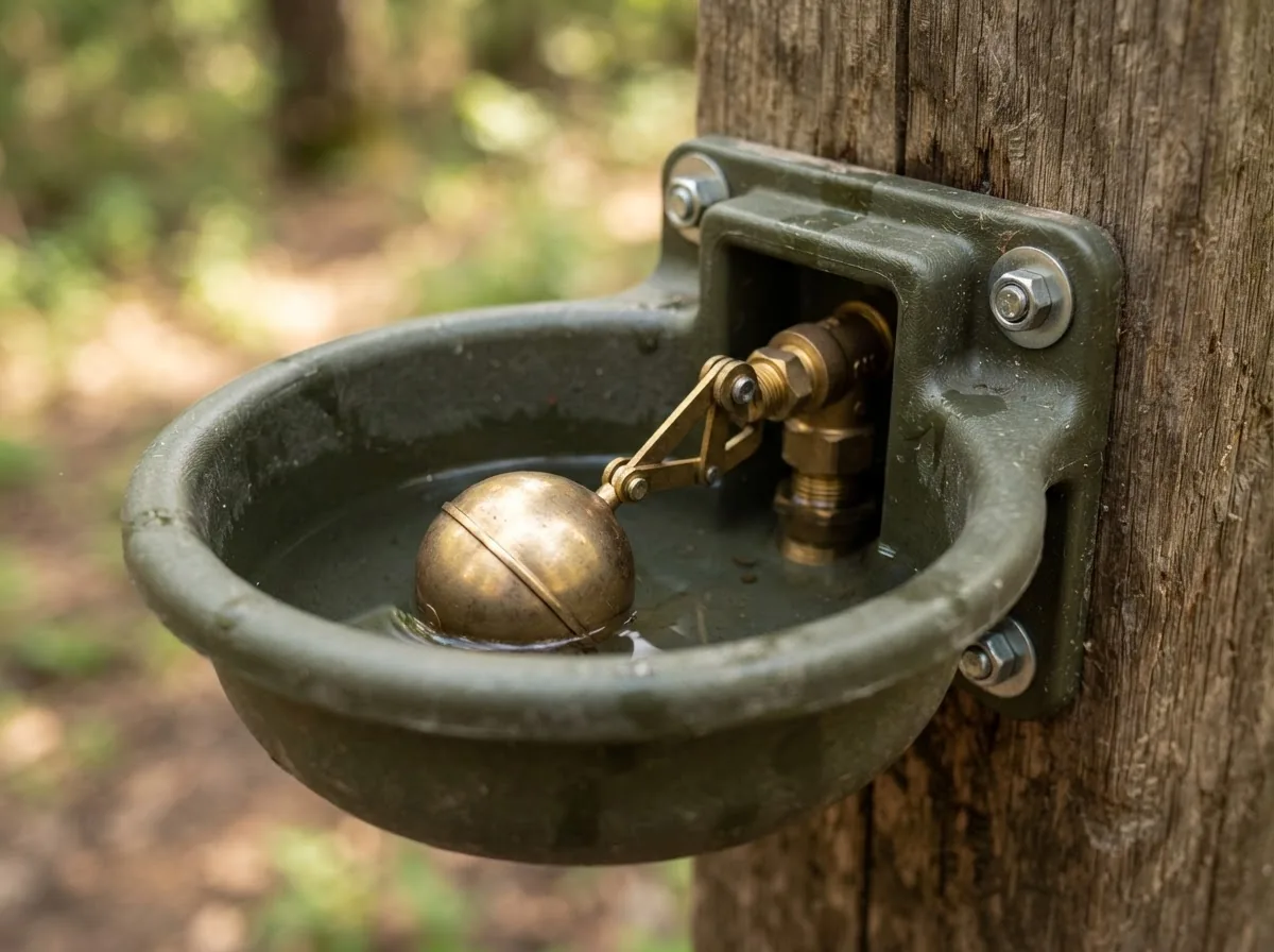Close-up of the materials and construction of the Low-Pressure Wildlife Drinker Station