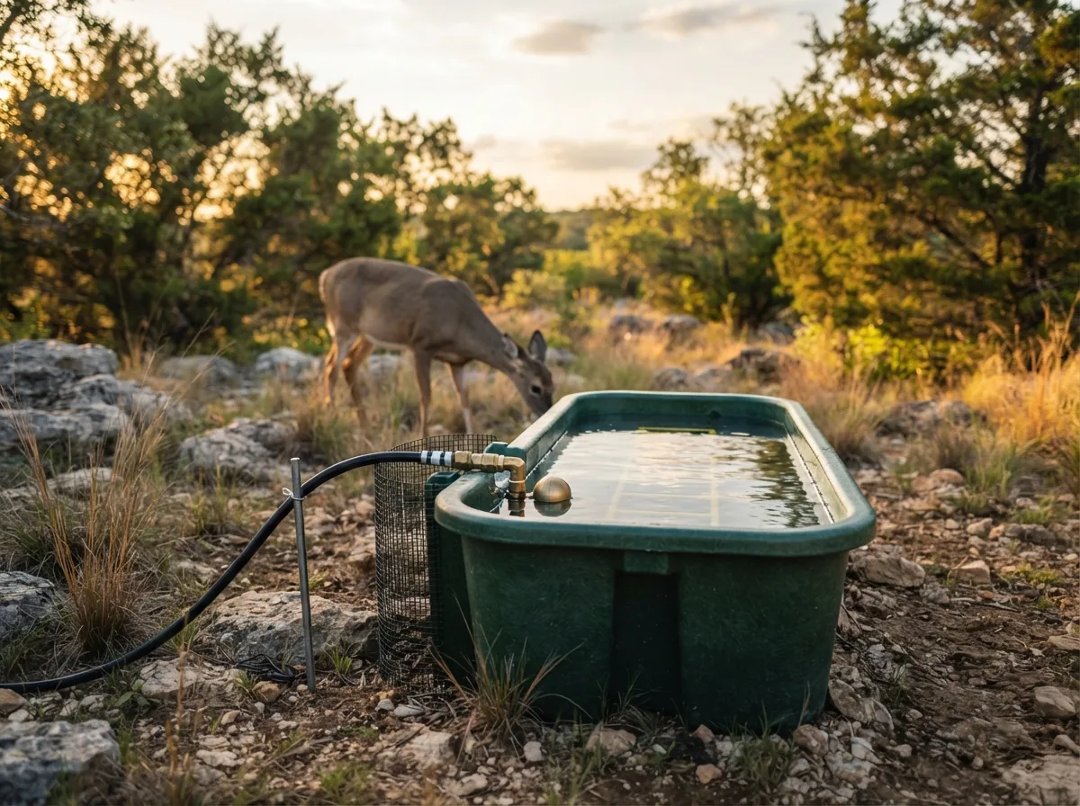 Low-Pressure Wildlife Drinker Station installed on a Texas Hill Country property