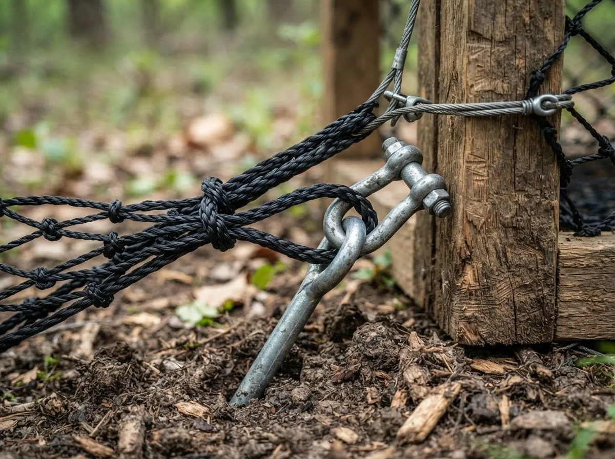 Close-up of the materials and construction of the Pig Brig Feral Hog Netting Trap System