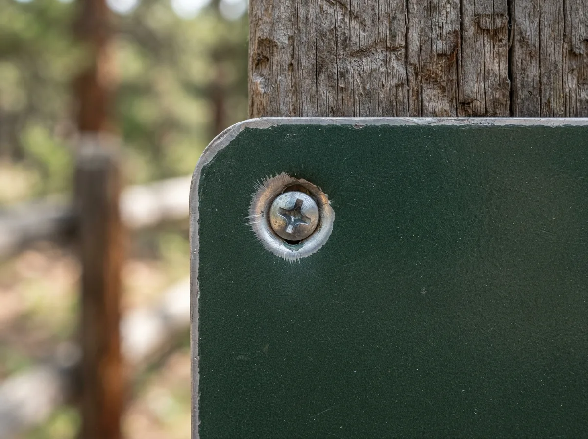 Close-up of the materials and construction of the Plateau Wildlife Stewardship Boundary Signs (Pack of 10)